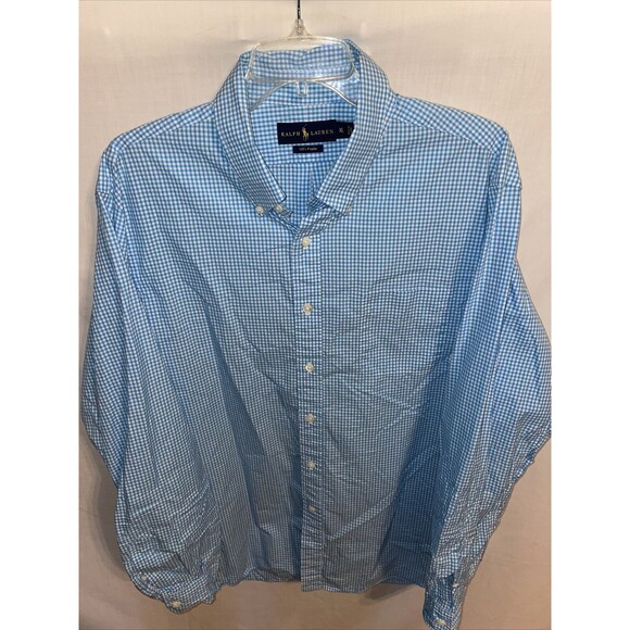 Ralph Lauren 120’s Poplin Dress Shirt Men’s Size XL Blue Striped Button Up LS - Picture 1 of 12